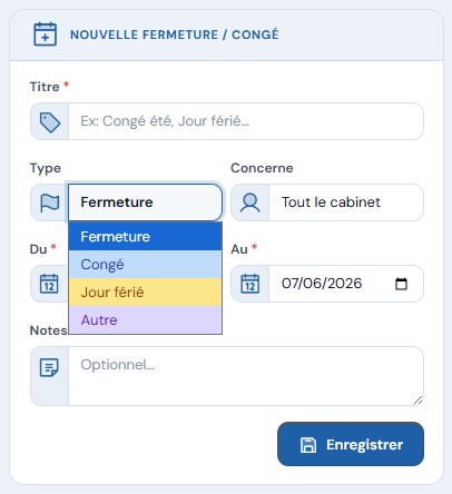 Créer une fermeture