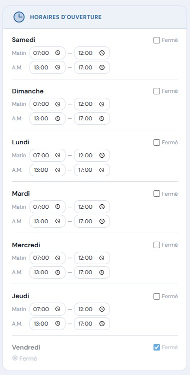Configurer les horaires