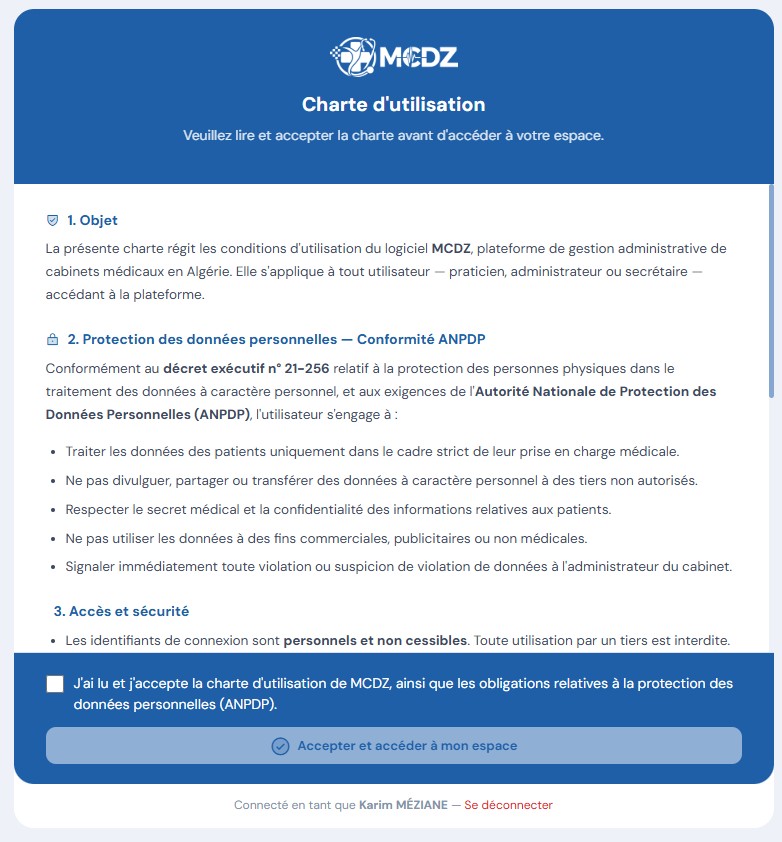 Accepter la charte