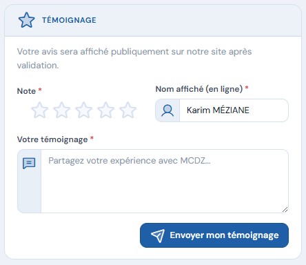 Laisser un témoignage