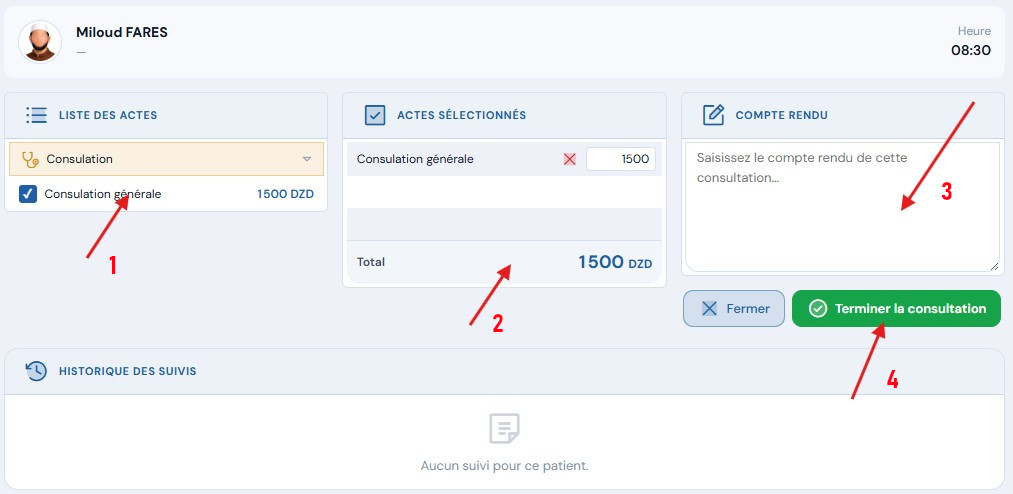 Déroulement de la consultation